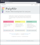 Screenshot 1 showing the website polyfillr.github.io and the polyfillr download builder